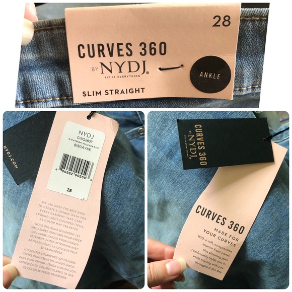 NYDJ Slim Straight Ankle Jeans Curves 360 Biscayne Light Wash Plus Size 28 NWT - Picture 3 of 12